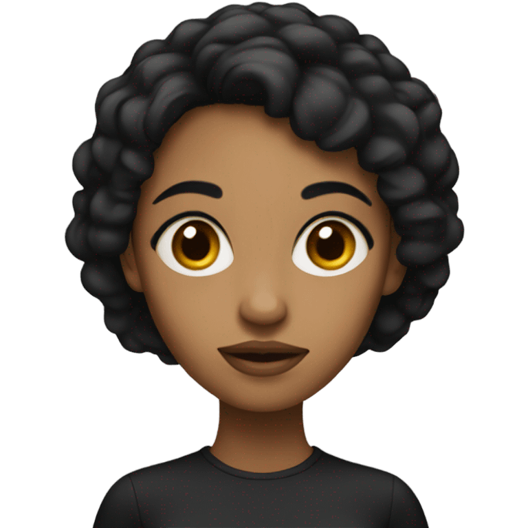 brown woman with big eyes black hair emoji