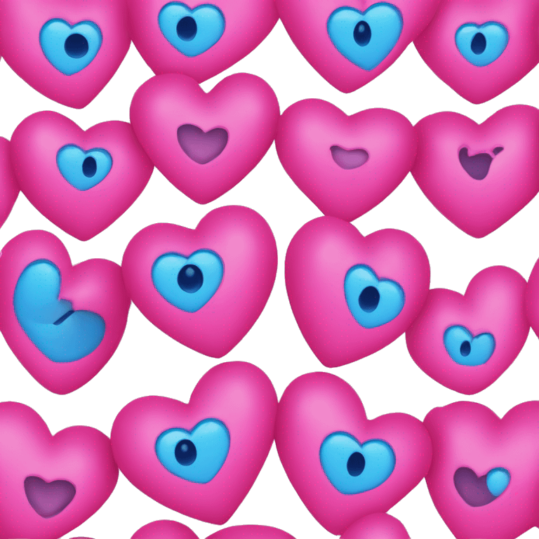 Heart eyes emoji with one hot pink heart eye and one bright blue heart eye emoji