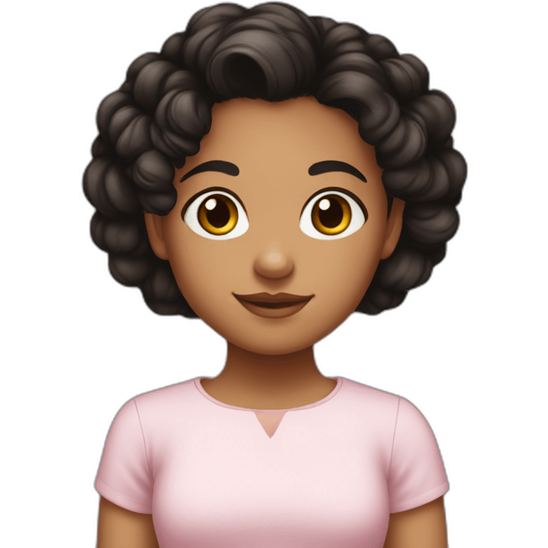 Child girl medium skin with black curly hair in a bun emoji