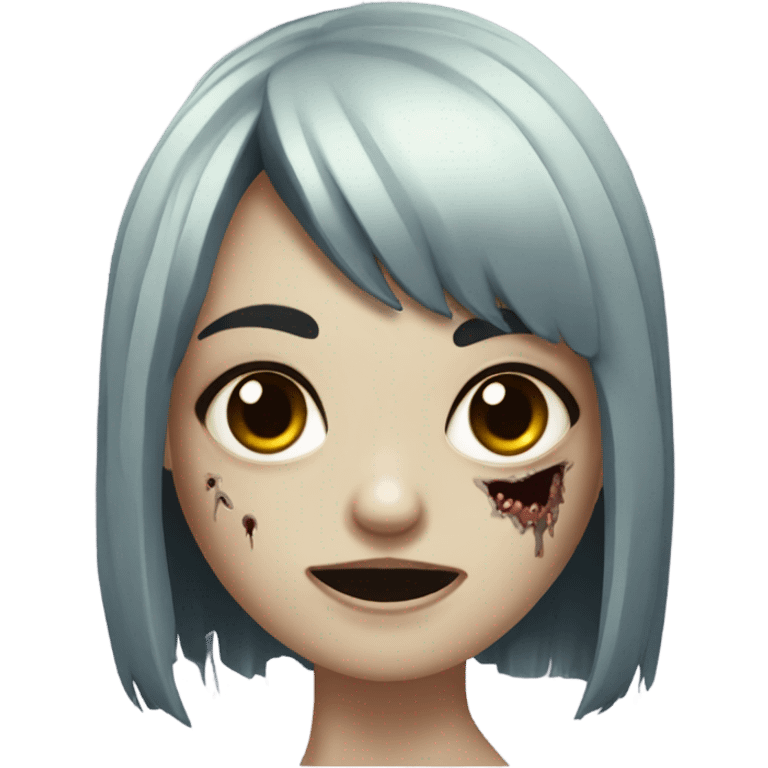 zombie girl short black hair with bangs emoji  emoji