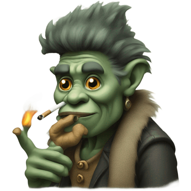 Troll smoking cigarette emoji