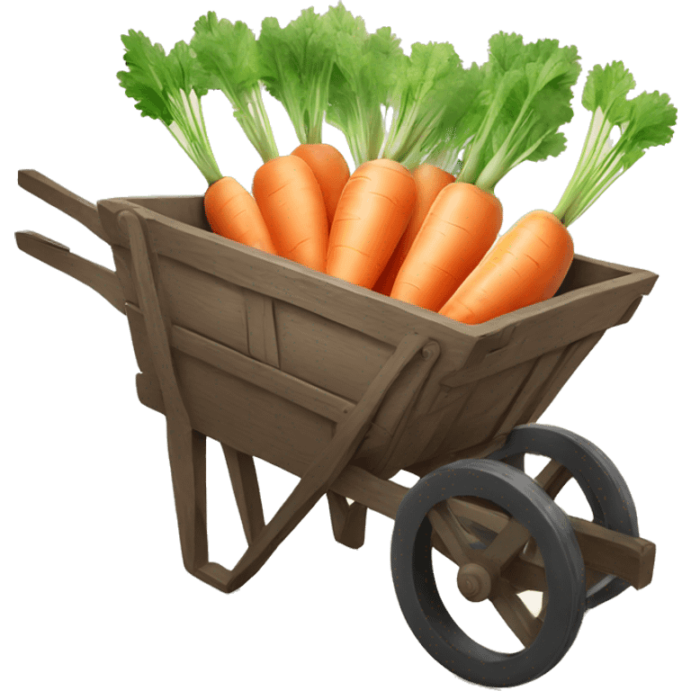 Pastel cute Carrots in a dark wooden  wheelbarrow  emoji