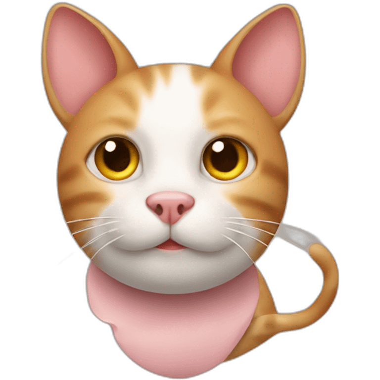 a cat on a pig emoji