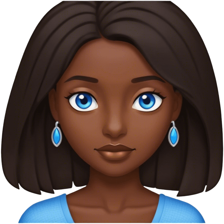 Dark Brunette with blue eyes and shoulder lenght hair iphone style emoji