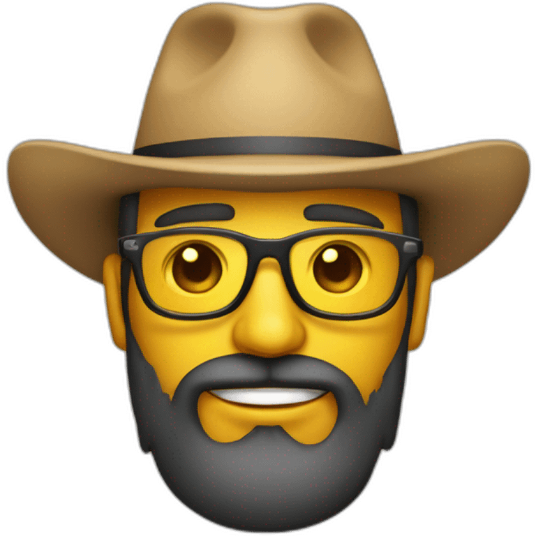 Cantautor con sombrero barba y gafas emoji