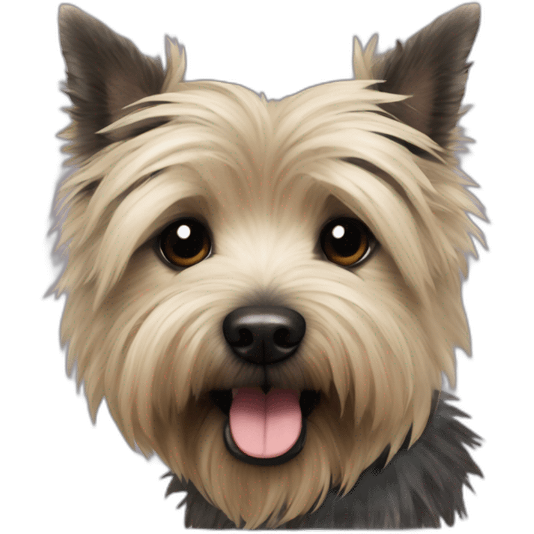 dog,  Cairn Terrier, hairy, black fur with white goate, tongue out emoji