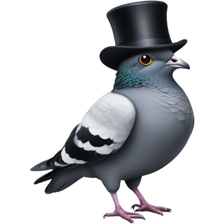 A pigeon wearing a suit and top hat  emoji