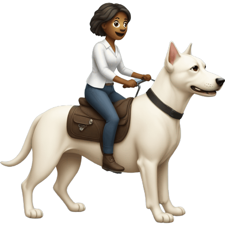 A Woman riding on a dog  emoji