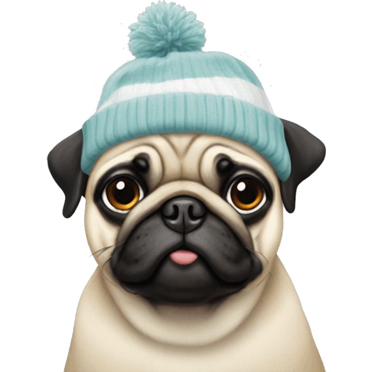 Pug with a penguin hat/beanie  emoji