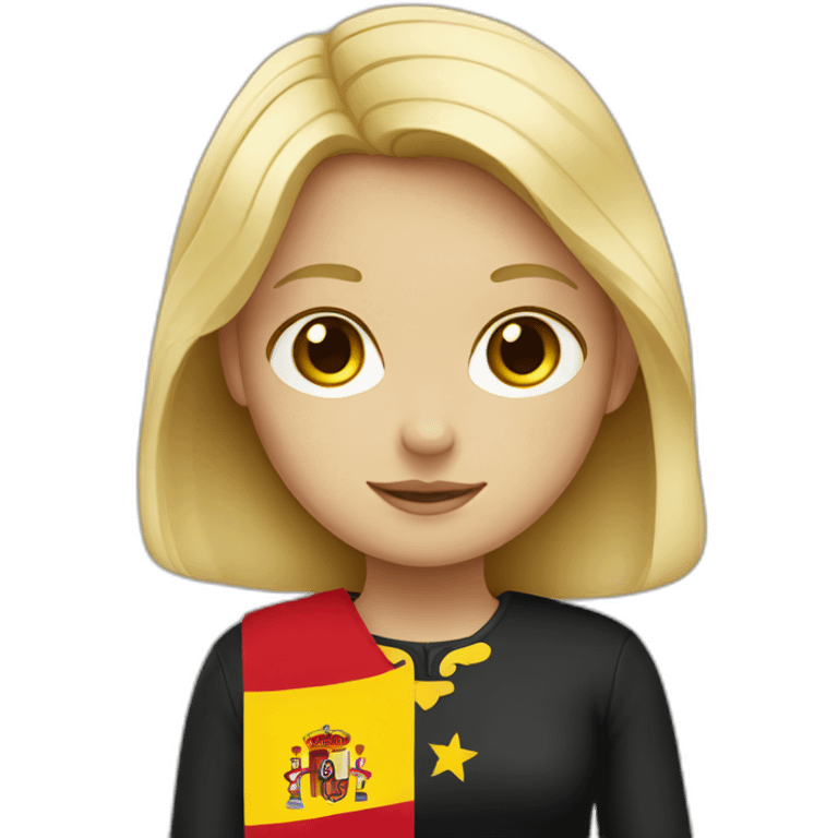 Blond girl with Spanish flag in hands  emoji