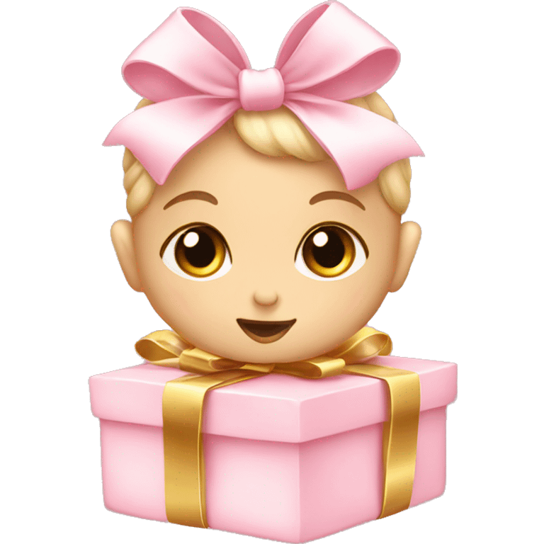 baby pink gifts with gold bow  emoji