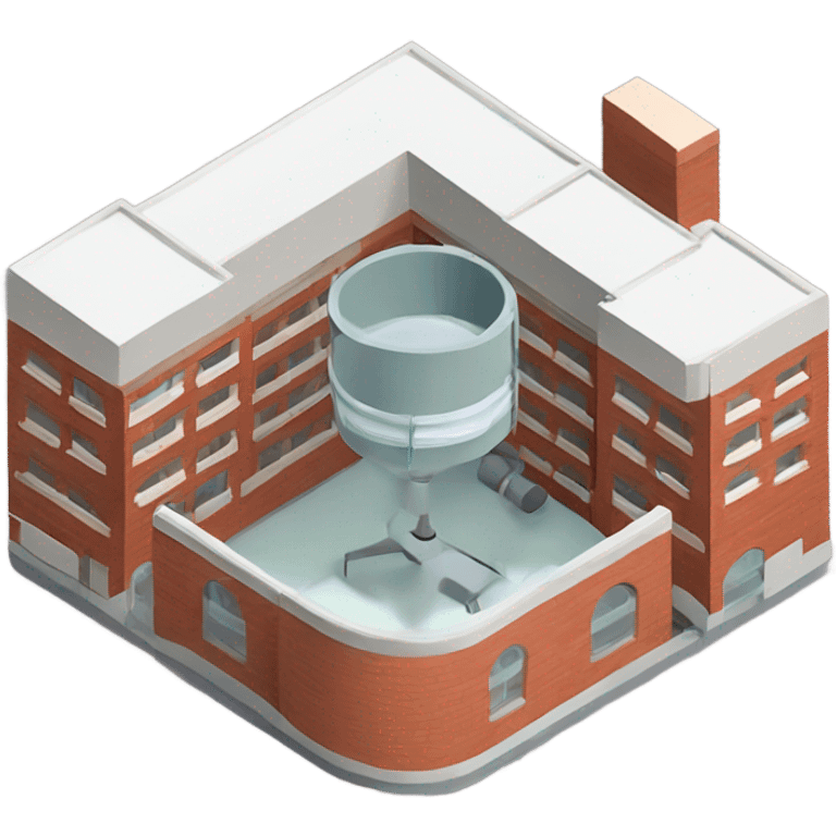 isometric, red brick, round, medical center emoji