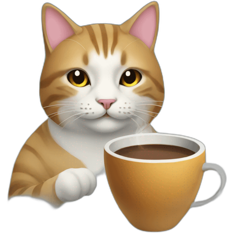 Cat drinking coffee on a spaceship emoji