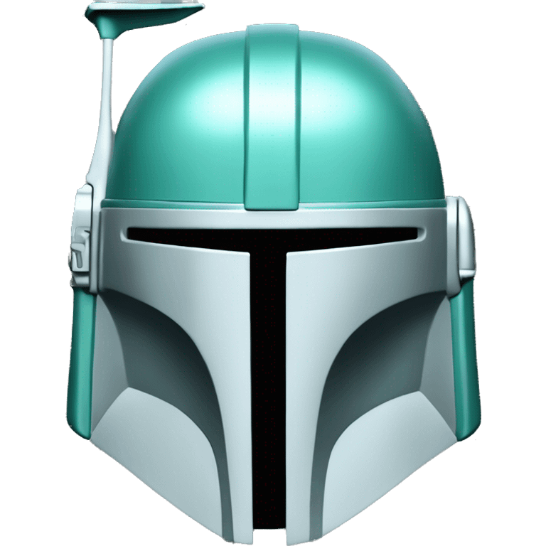 Flat aqua and silver Mandalorian helmet emoji