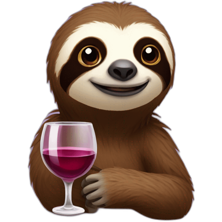 A sloth with a glass of wine emoji