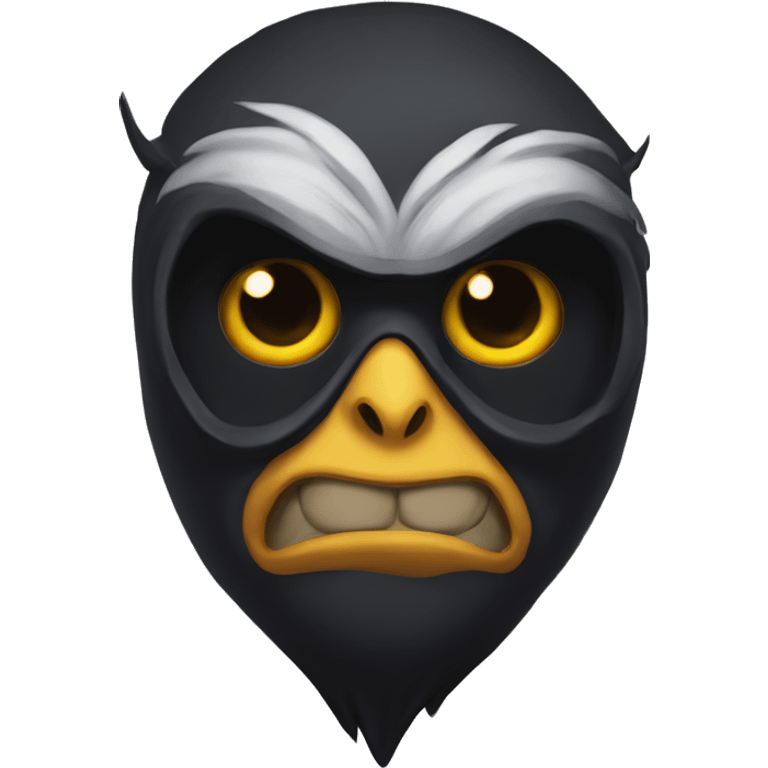 a dark evil figure in an owl mask emoji