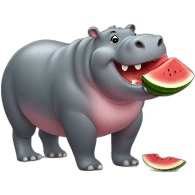 Hippopotamus eating watermelon emoji