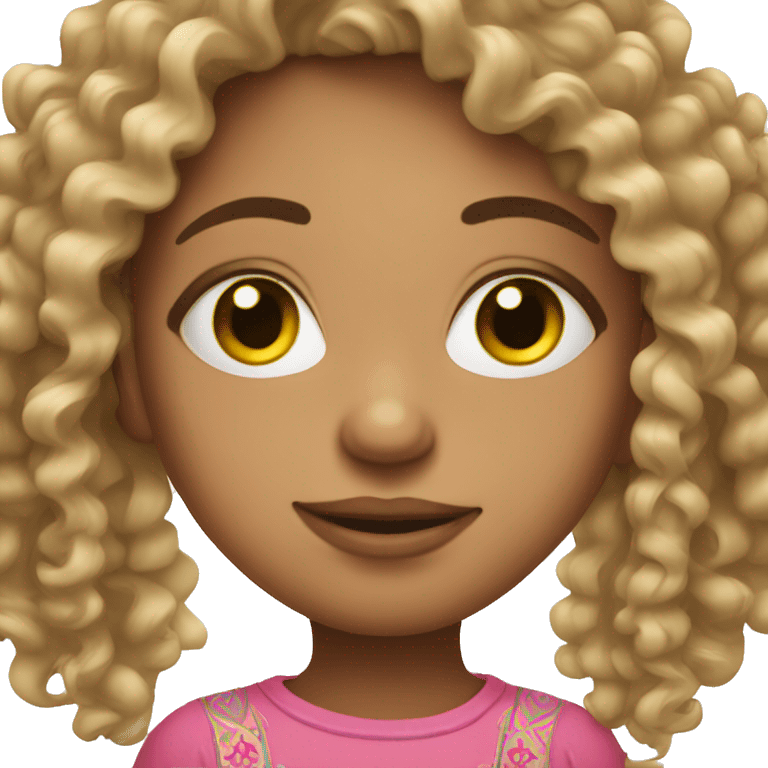 Mexican girl with curly hair and a pink nose ring  emoji