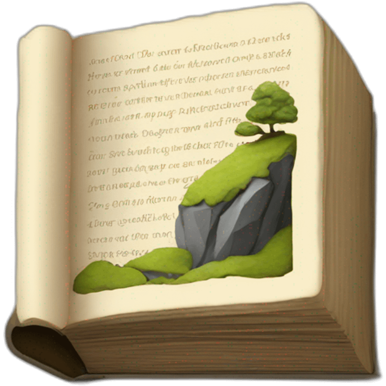 a small book on the rock emoji