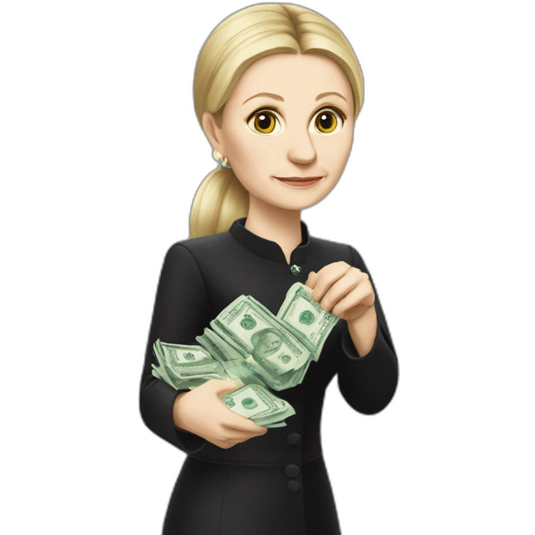 Julia Tymoshenko holds money in hand  emoji