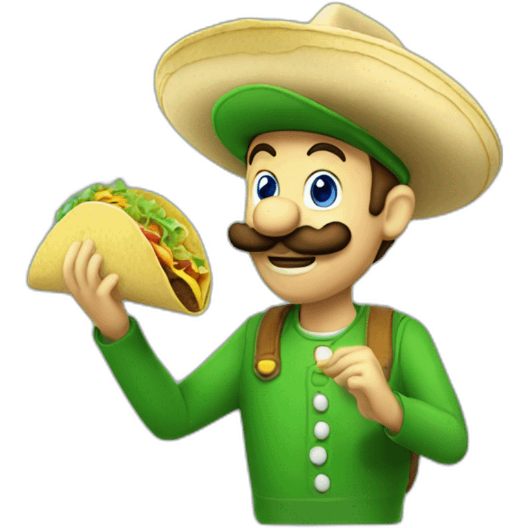 Luigi eats a taco emoji