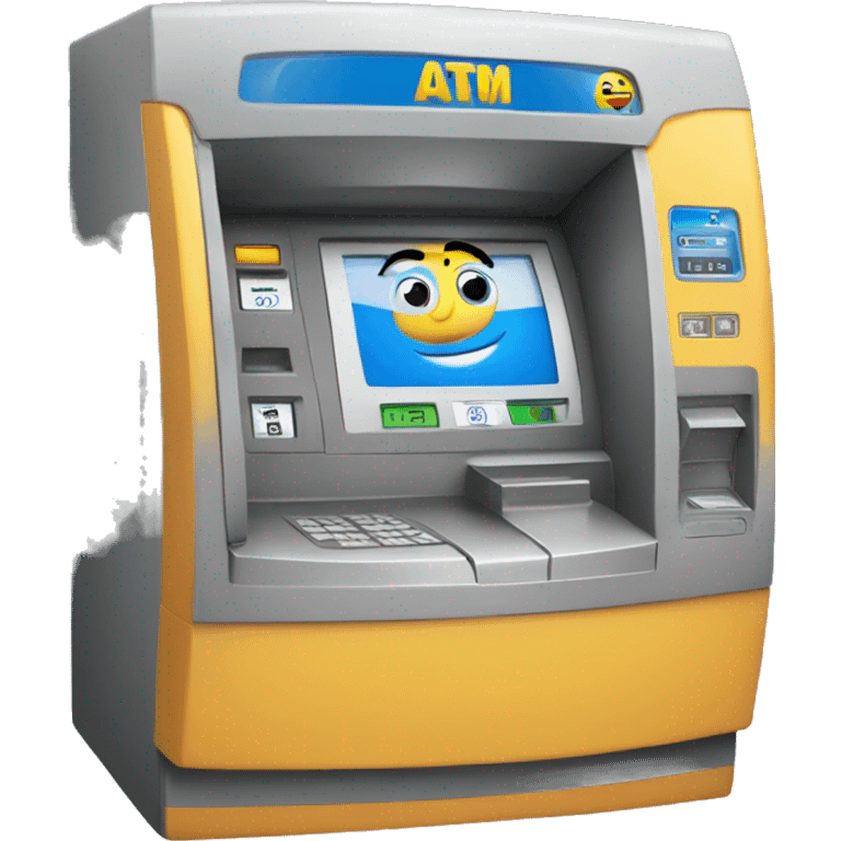 ATM machine + curious face emoji