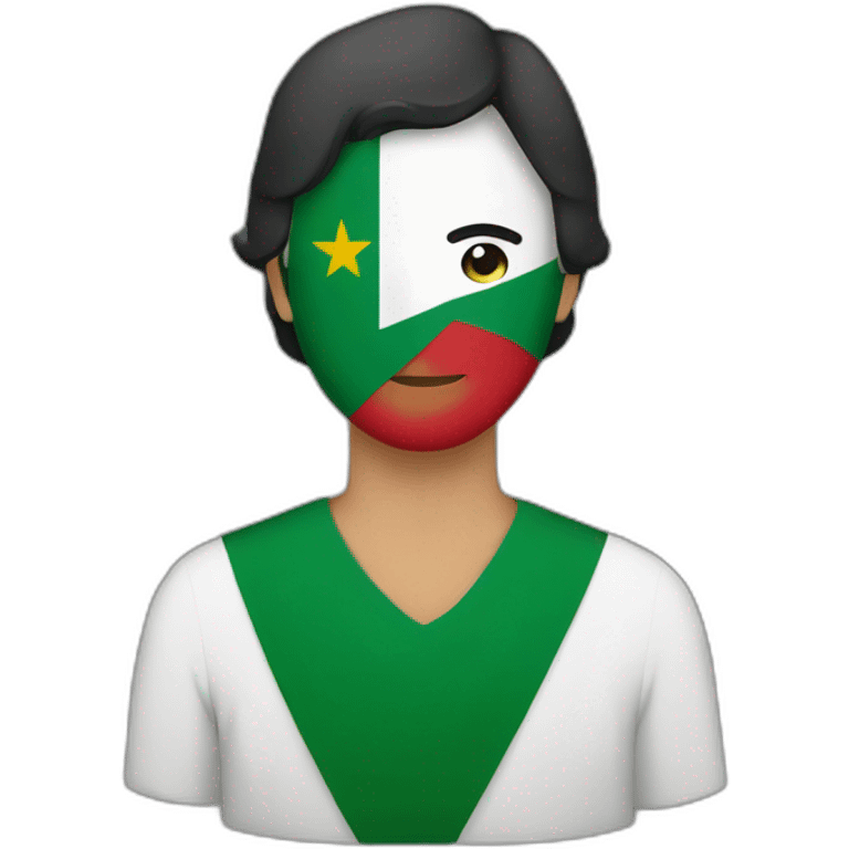 A man wearing a mask with an Algerian flag emoji