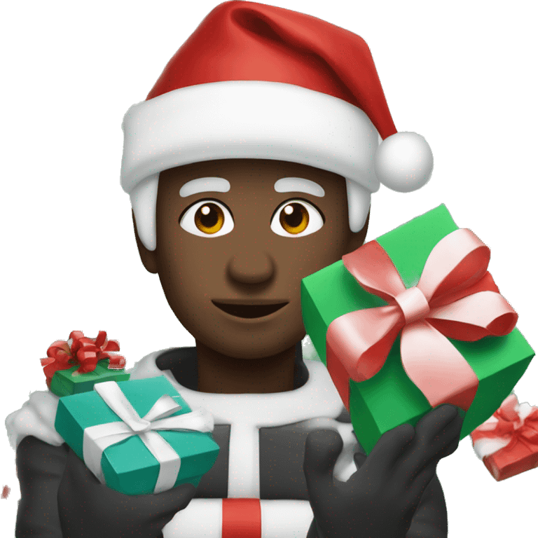 black Christmas gifts under a white Christmas tree  emoji