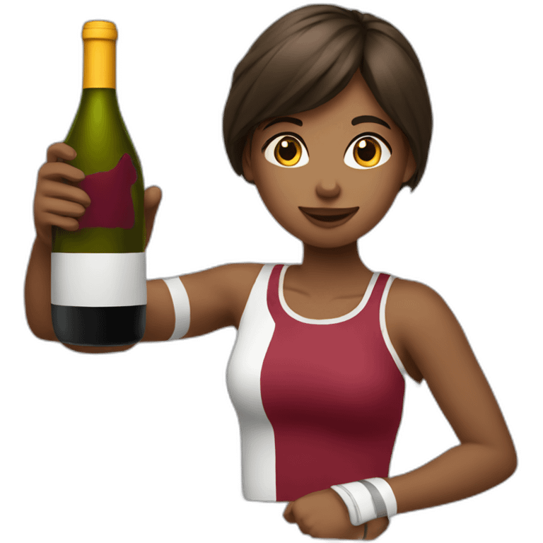 girl doing sports and drinking wine emoji