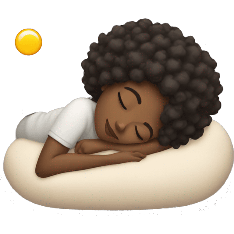 Cozy black girl with curly hair taking nap emoji