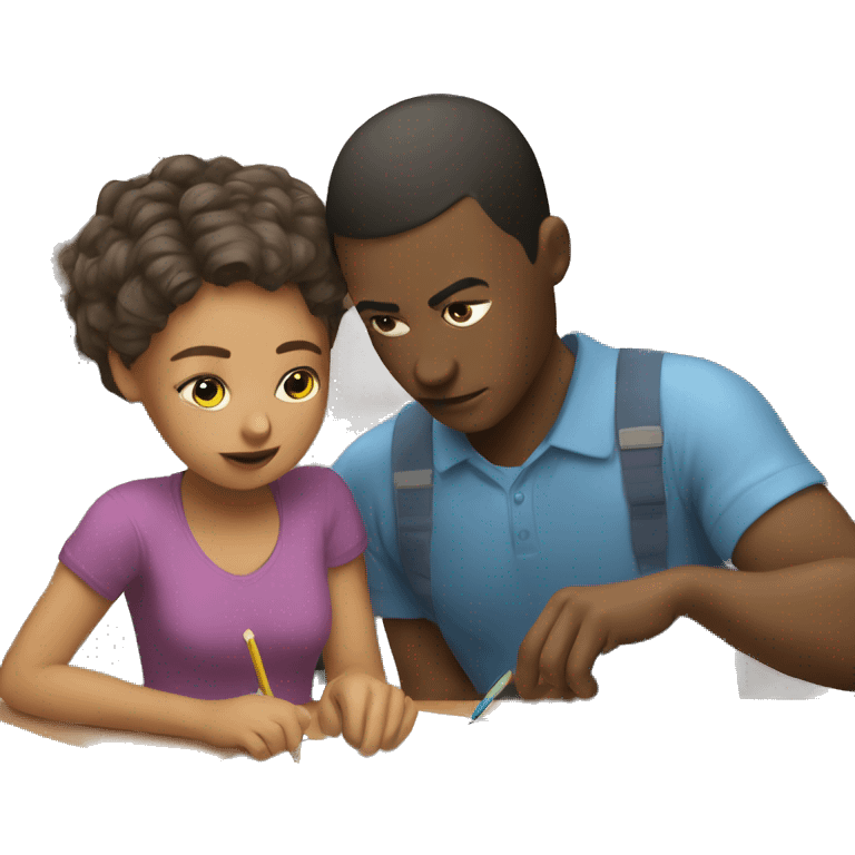 parent helping kid with homework gender and race neutral emoji