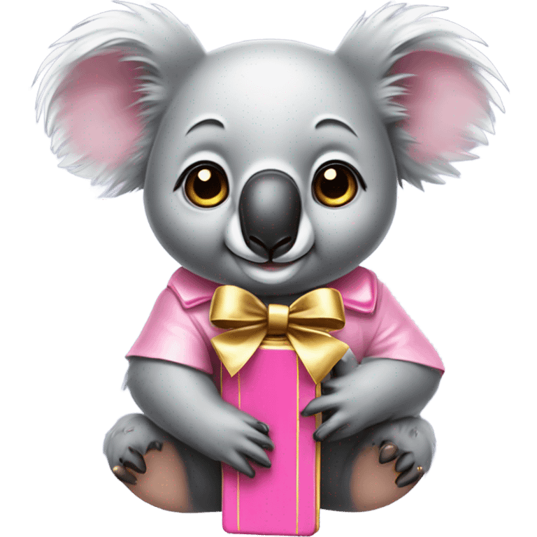 Koala with a pink bow on head with gold bar  emoji