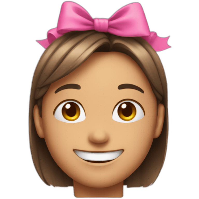 Happy face with a pink bow emoji