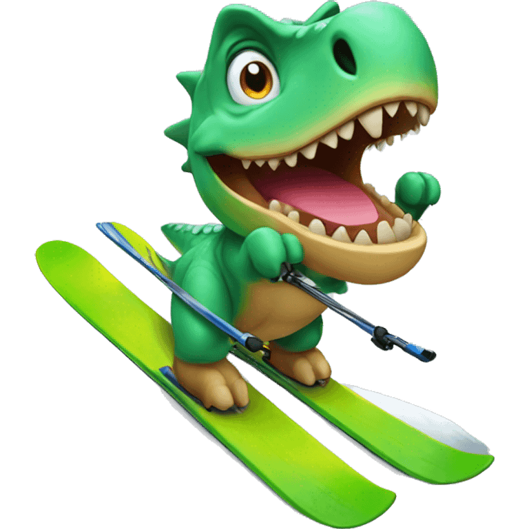 Dino on Ski emoji