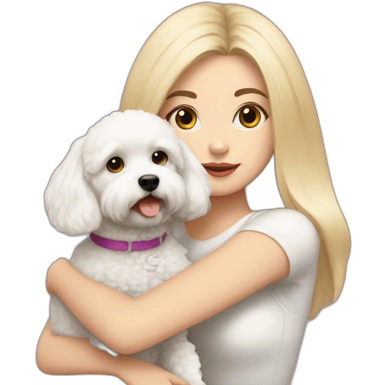 Blondie girl with bichon frise emoji