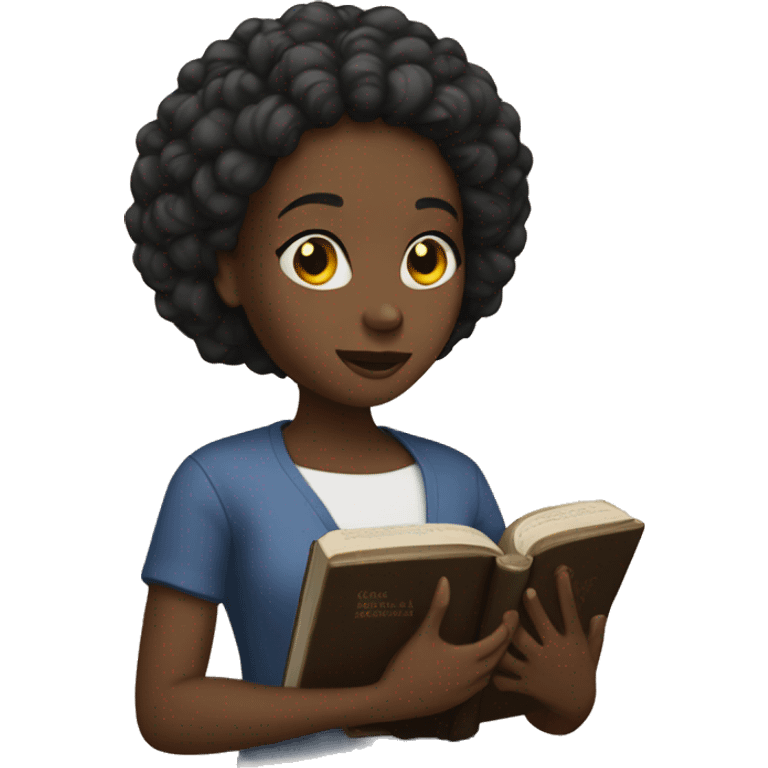 Black girl with a bible emoji