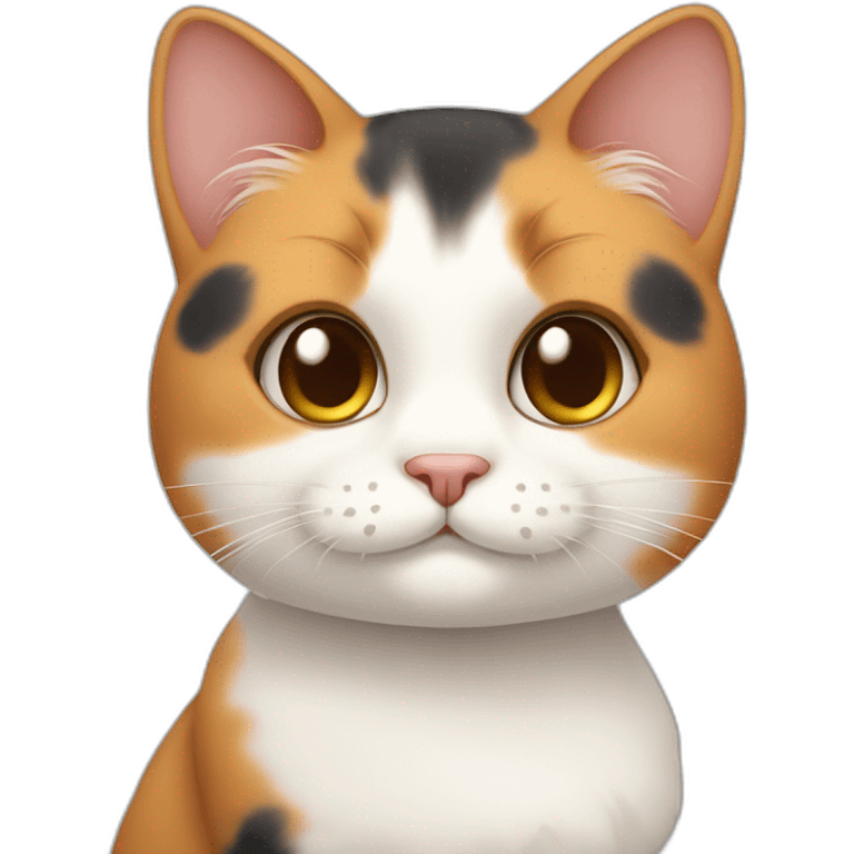 cute calico cat with chubby cheeks emoji