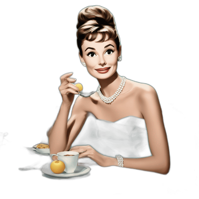 Aubrey Hepburn at breakfast at Tiffany’s emoji