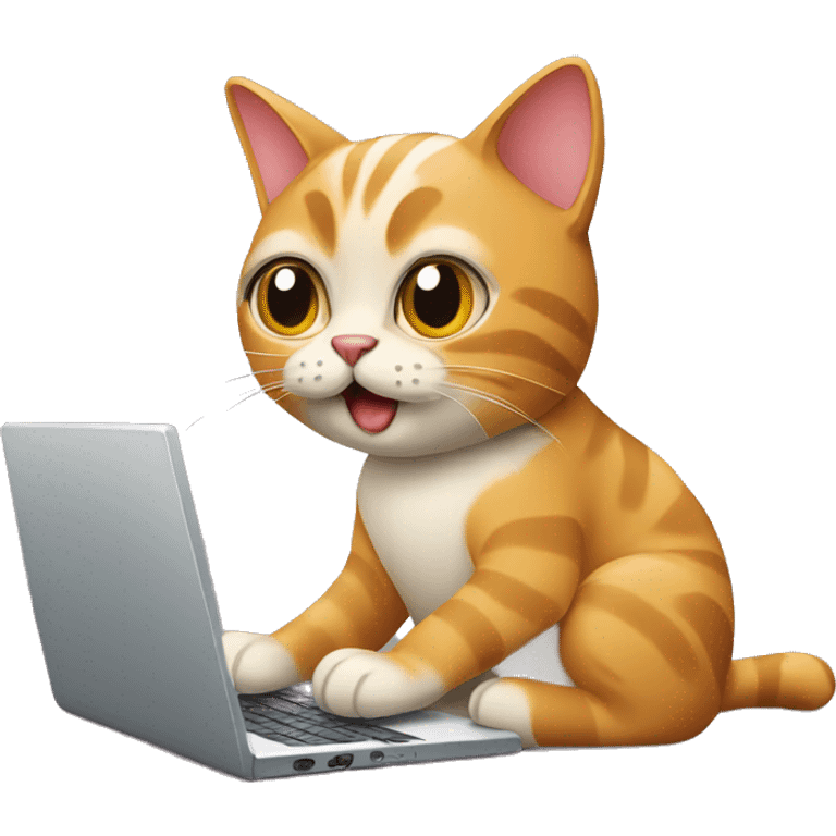 cat typing on a laptop emoji