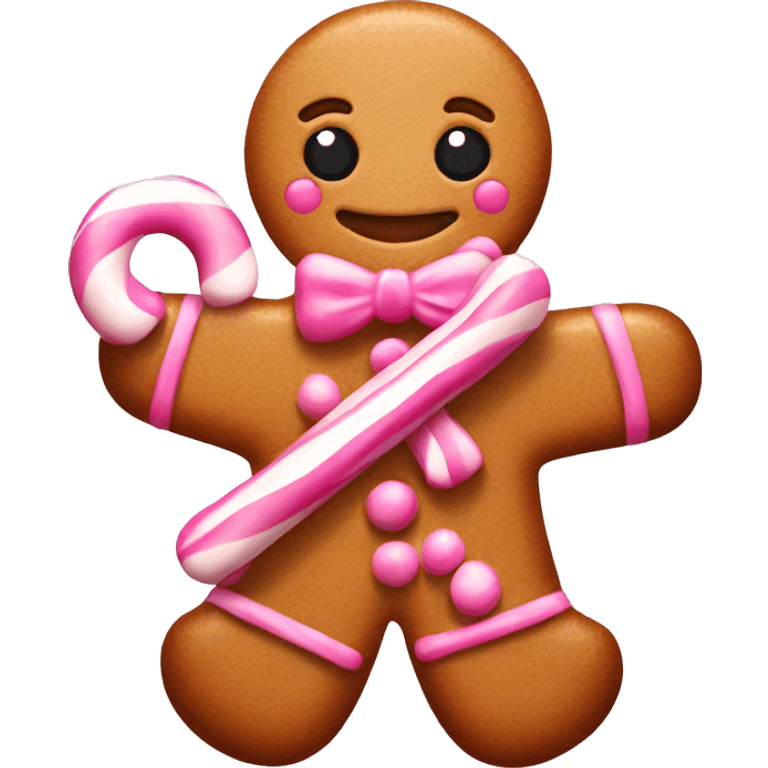 Pink Gingerbread women with candy cane emoji