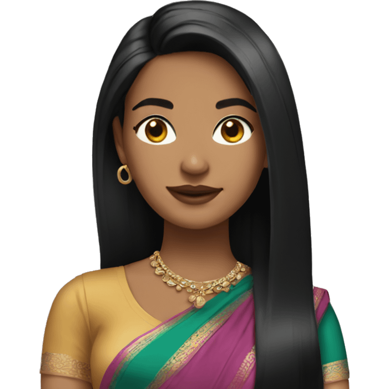 Light skin with black straight hair wearing saree emoji