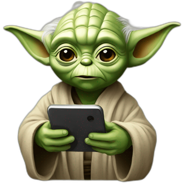 Yoda texting on iphone emoji