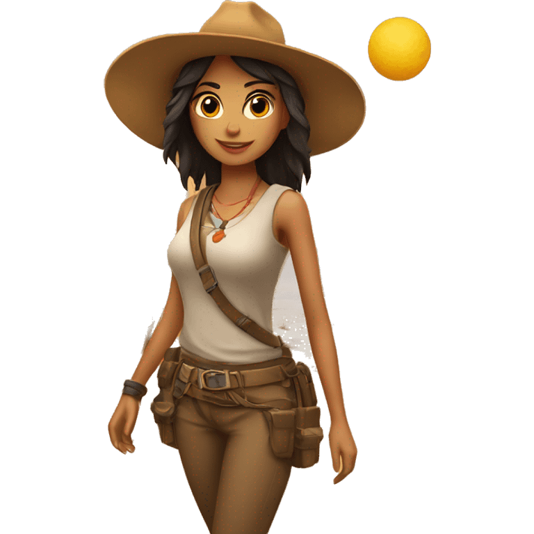 Chica morena en un desierto  emoji