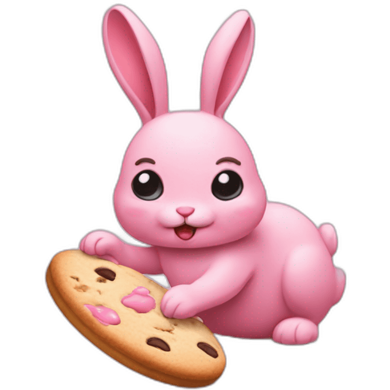 Pink Bunny eatting a Cookie emoji