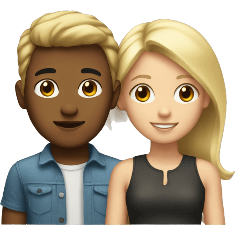 Blonde girl and light brown boy  emoji