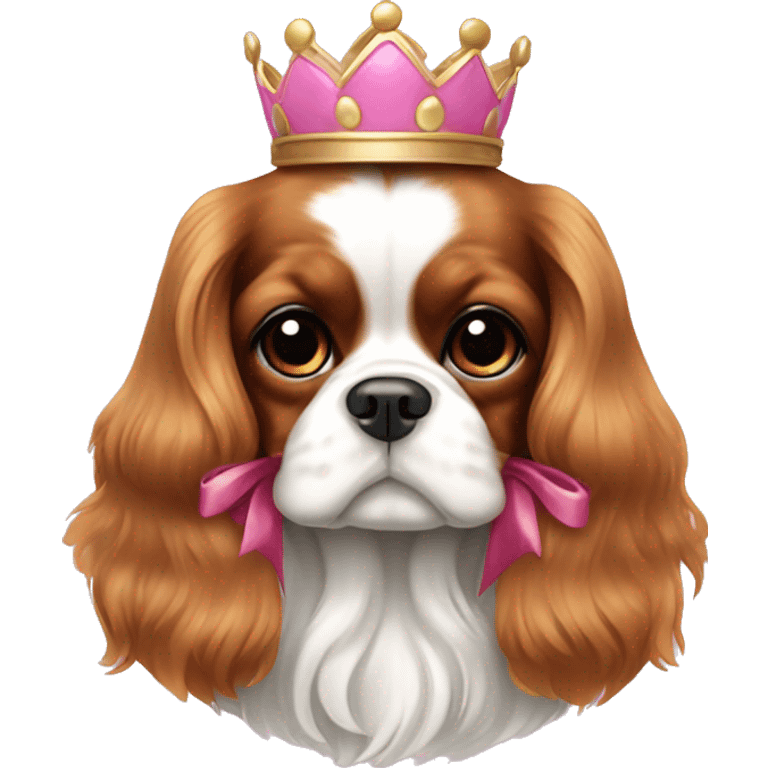 Pretty King Charles spaniel with pink bow emoji