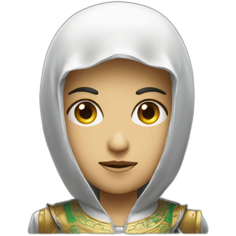 the face of a deadly robot wearing Saudi clothes emoji