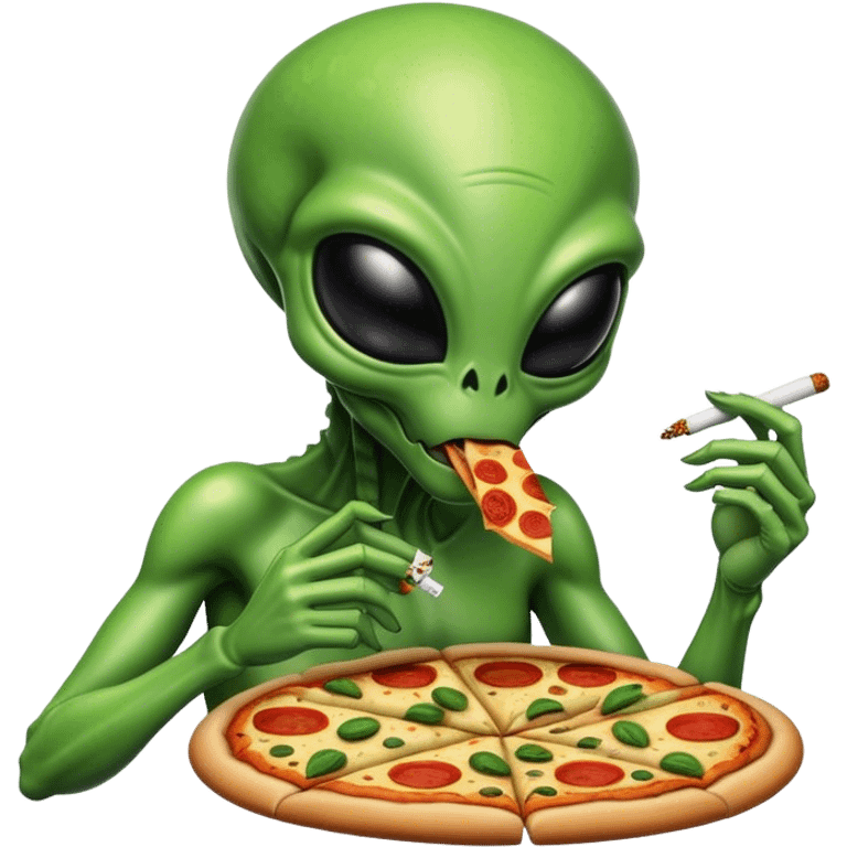 Alien with weed and pizza emoji