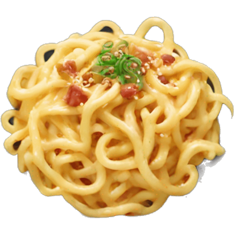 Samyang carbonara noodles in a bowl  emoji