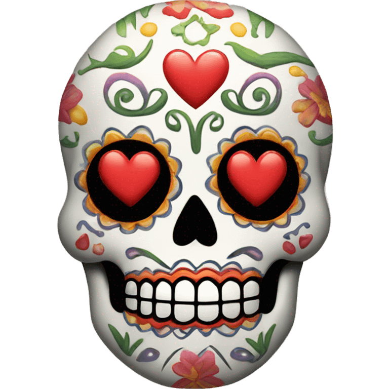 Sugar skull with heart design emoji